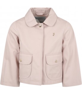 Pink jacket for girl with logo