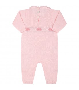 Pink babygrow for baby girl with clouds