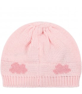 Pink hat for baby girl with clouds