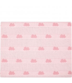 Pink blanket for baby girl with clouds
