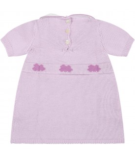 Lilac dress for baby girl with clouds