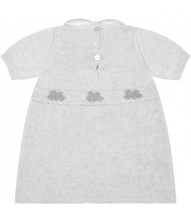 Grey dress for baby girl with clouds