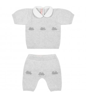Grey suit for baby kids with clouds