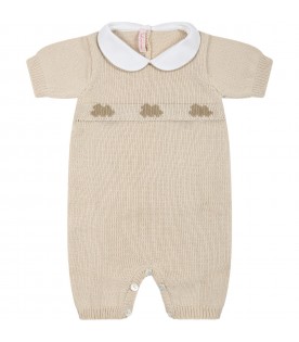 Beige romper for baby kids with clouds
