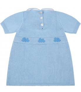 Vestito azzurro per neonata con nuvole