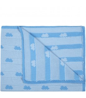 Azure blanket for baby kids with clouds