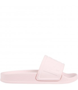 Pink rubbber sandals for girl with embossed FF