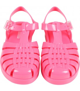 Neon-fuchsia sandals for girl