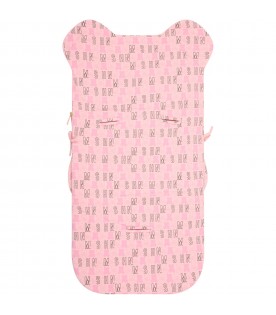 Pink sleeping bag for baby girl with logos