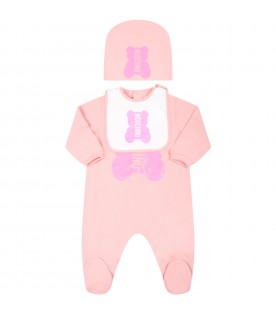 Pink set for baby boy with logo