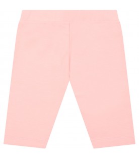 Pink leggings for baby girl with teddy bear