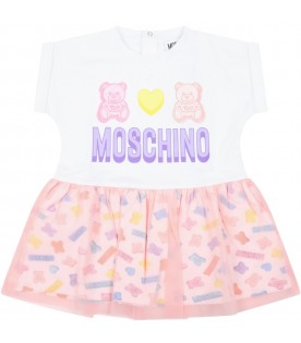 Vestito multicolor per neonata con cuori