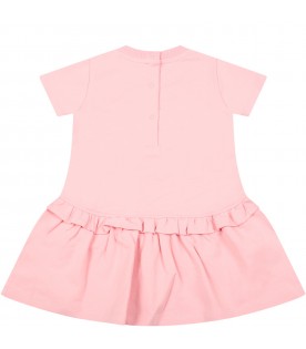 Vestito rosa per neonata con logo
