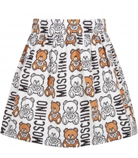 White skirt for girl with teddy bears