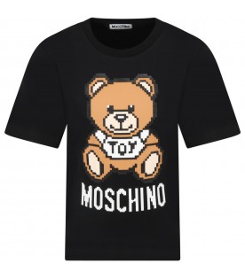 Black T-shirt for boy with Teddy Bear