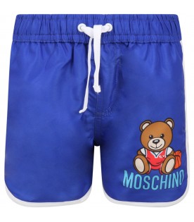 Blue swimshort for boy with teddy bear