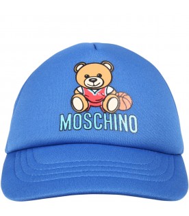Blue hat for boy with logo