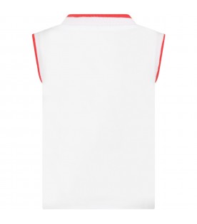 White tank-top for boy with light blue logo