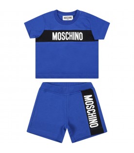 Blue set for baby boy with logo