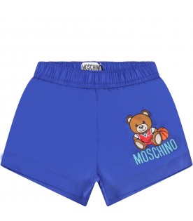 Blue swimshort for baby boy with logo
