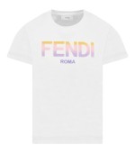 Fendi Kids White t-shirt for girl with logo