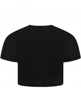 T-shirt noir pour fille avec écriture