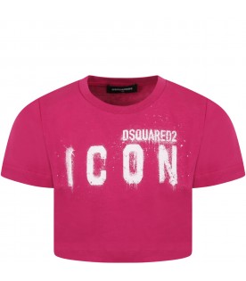 T-shirt viola per bambina con logo