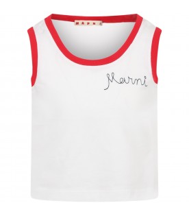 White tank-top for girl with logo