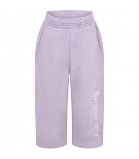 Lilac sweatpant for girl with logo