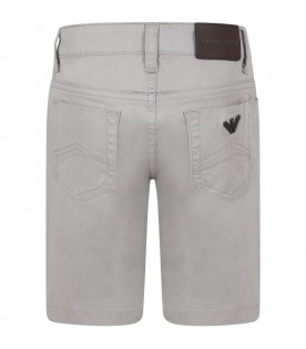 Gray bermuda shorts for boy with iconic eagle