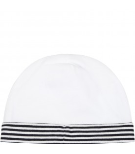 Cappello bianco per neonato con logo ricamato