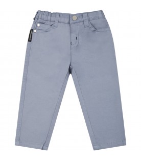 Light-blue trouser for baby boy with iconic eagle