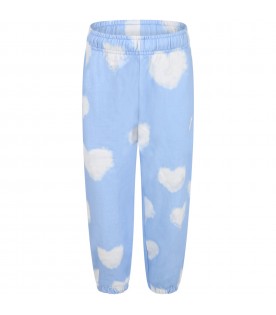 Light-blue sweatpants for kids with iconic white clouds