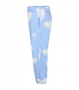 Light-blue sweatpants for kids with iconic white clouds