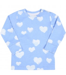 Light-blue t-shirt for babykids with iconic white clouds