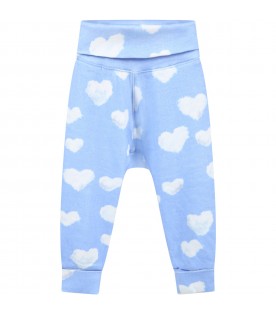 Pantaloni celesti da tuta per neonati con iconiche nuvole bianche