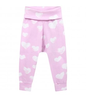 Pantaloni rosa da tuta per neonati con iconiche nuvole bianche