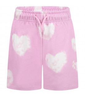 Pink shorts for kids with iconic white clouds