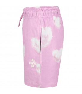 Pink shorts for kids with iconic white clouds