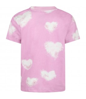 T-shirt rosa per bambini con iconiche nuvole bianche