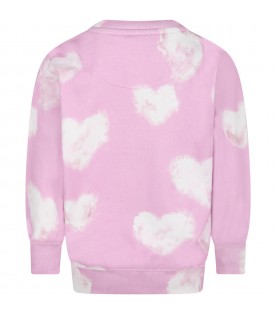 Pink sweatshirt for kids with iconic white clouds