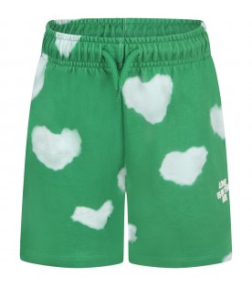 Shorts verdi per bambini con iconiche nuvole bianche