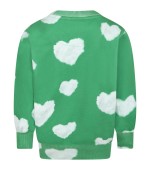 Rainbow Clouds Green sweatshirt for kids with iconic white clouds