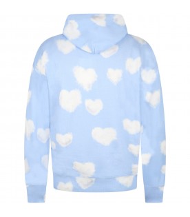 Light-blue sweatshirt for adults with iconic white clouds