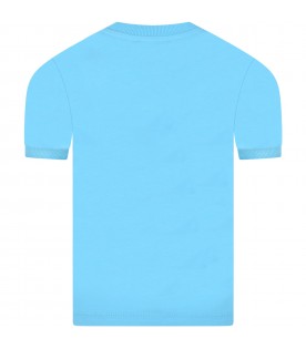 Light-blue T-shirt for boy with iconic Teddy Bear and black logo