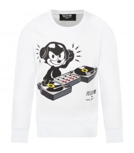 White sweatshirt for kids with Felix The Cat