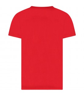 T-shirt rossa per bambino con logo bianco