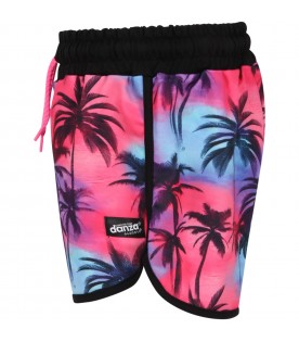Multicolor short for girl with palms