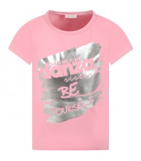 Pink T-shirt for girl with pink logo