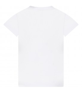 White T-shirt for girl with white logo
